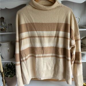 Vince Cashmere Sweater in Cream and Tan